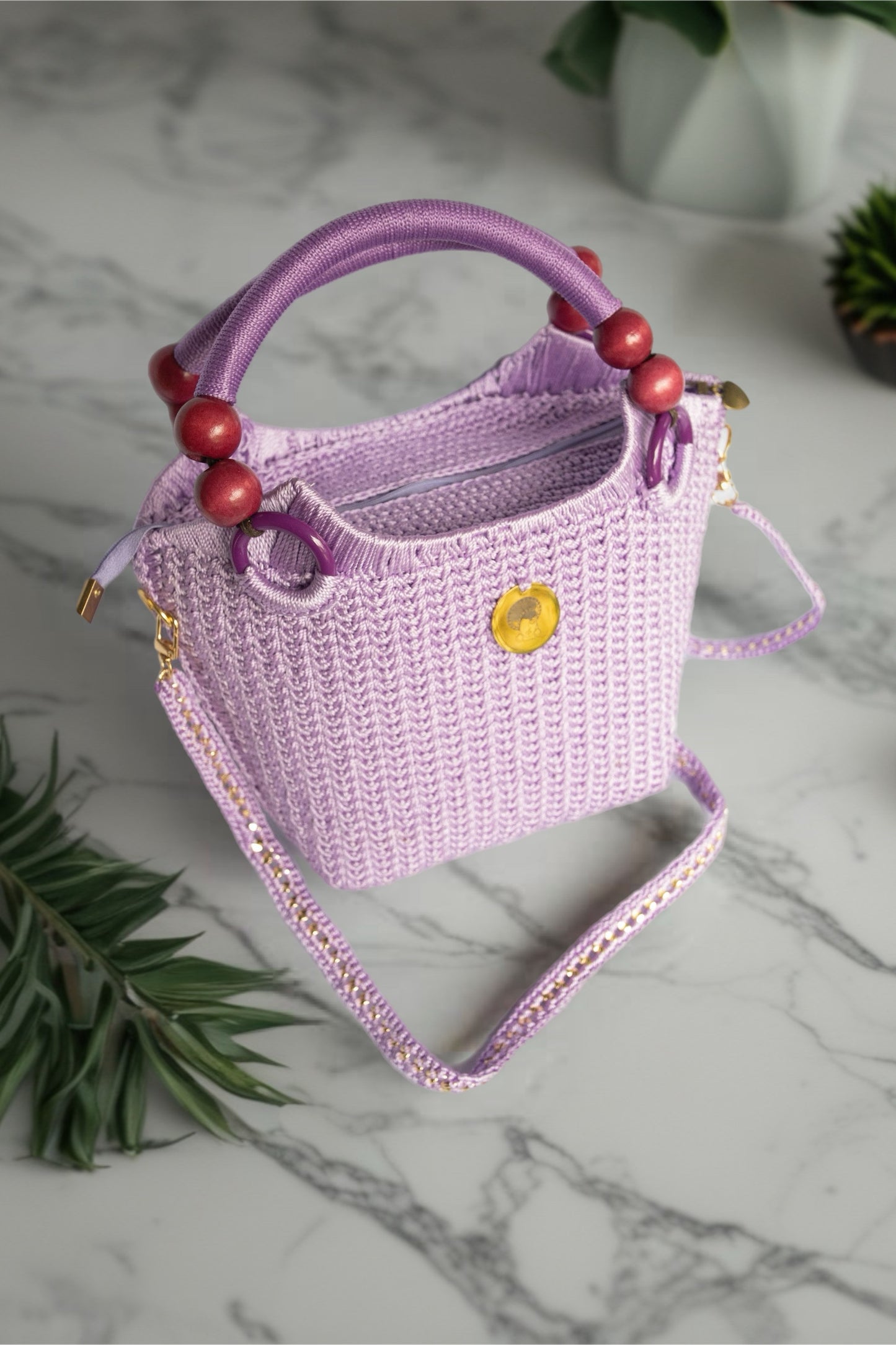 PURPLE CROTCHET TOTE BAG