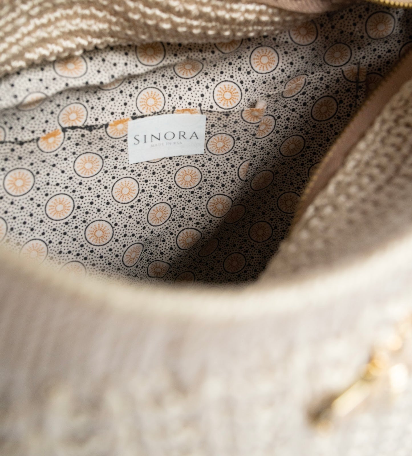 BEIGE CROTCHET TOTE BAG