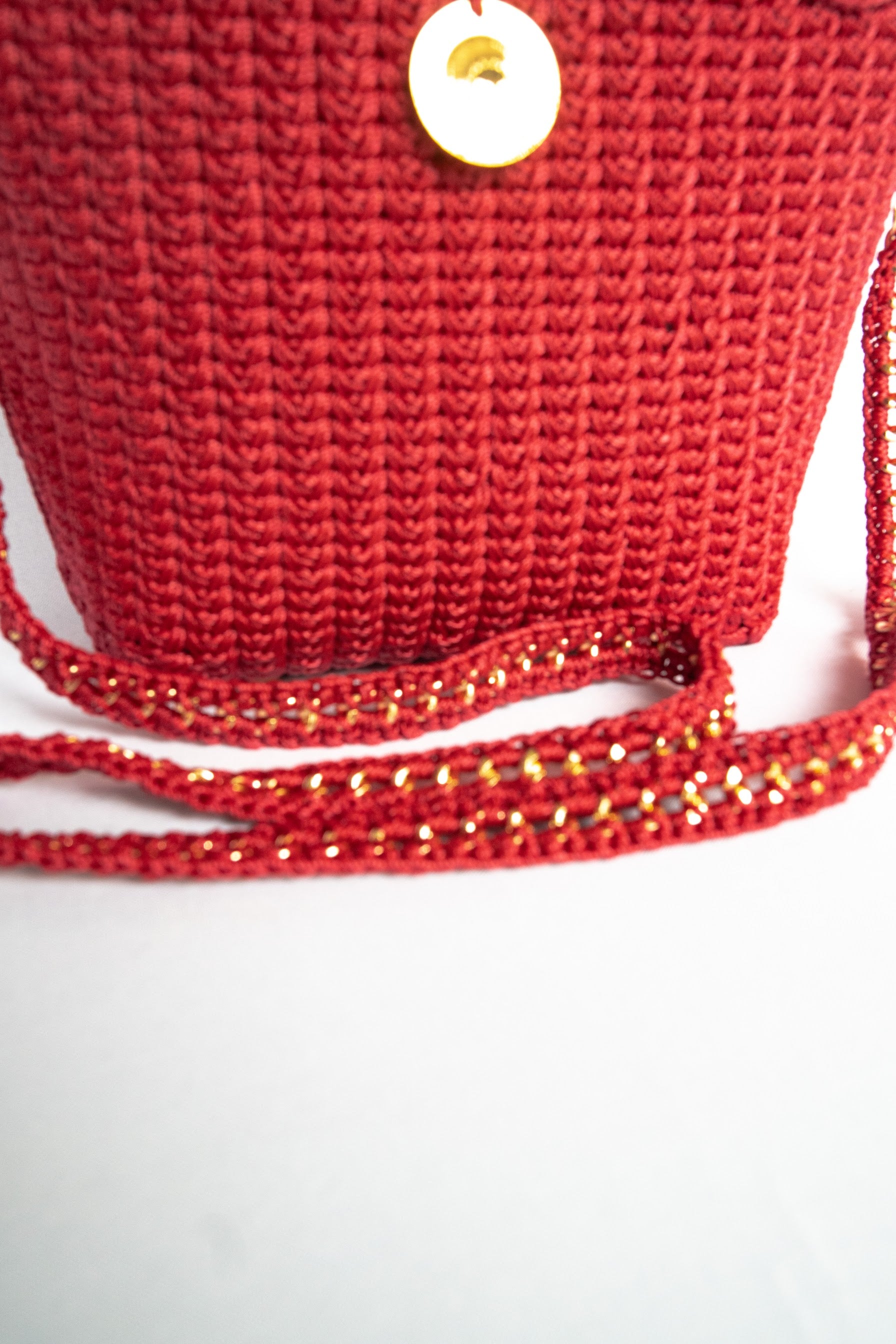Red Maroon deep red  Elegant handcrafted woven, crotchet handbag with Bag a strap, wooden handles & African-inspired design by SINORA